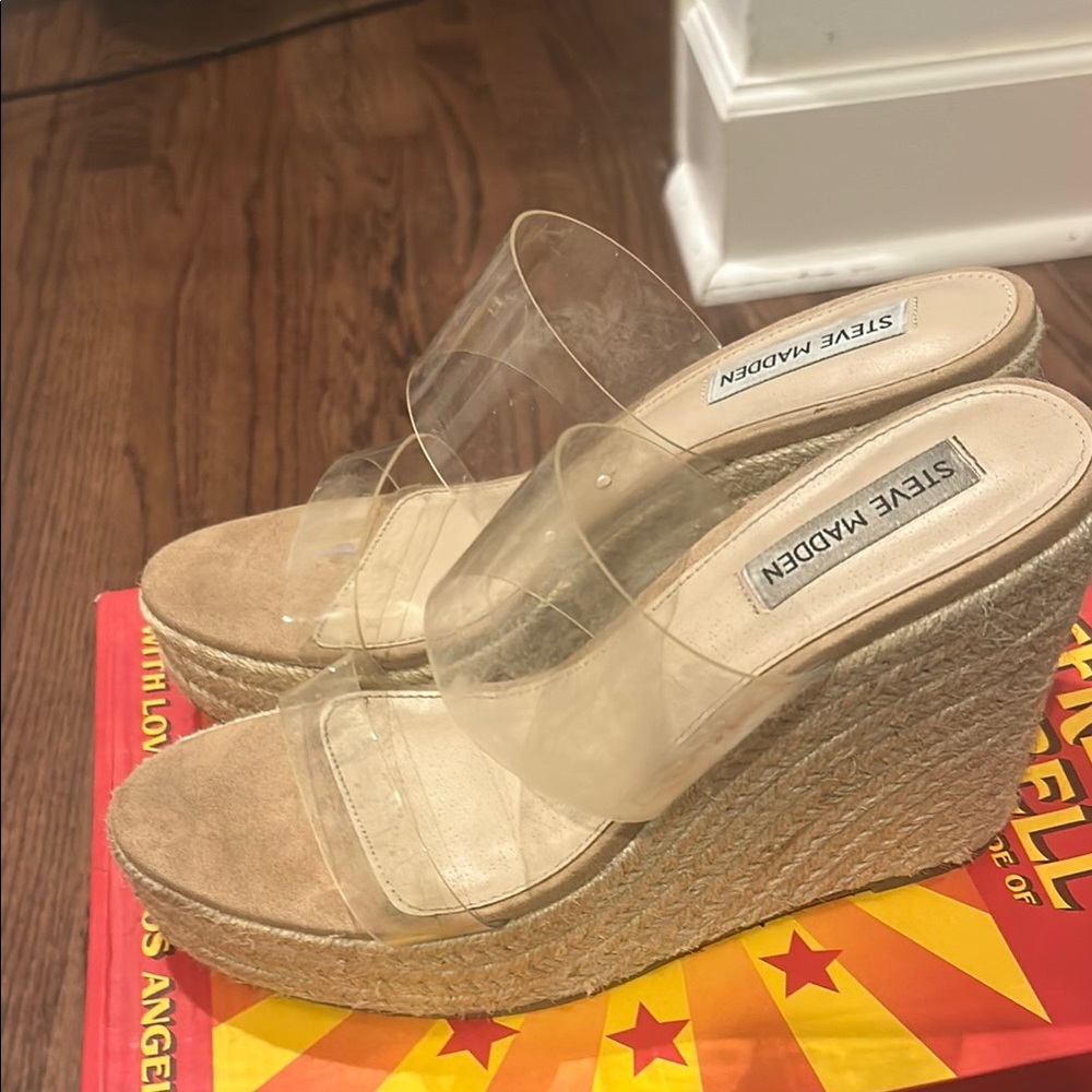 Steve Madden Women's Clear Wedge Sandals